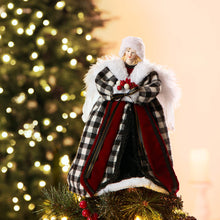 Load image into Gallery viewer, 12"H Black/White Plaid Angel Tree Topper