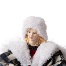 Load image into Gallery viewer, 12"H Black/White Plaid Angel Tree Topper