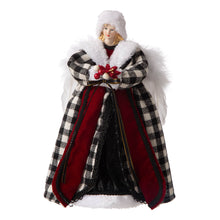 Load image into Gallery viewer, 12"H Black/White Plaid Angel Tree Topper