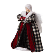 Load image into Gallery viewer, 12"H Black/White Plaid Angel Tree Topper