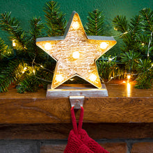 Load image into Gallery viewer, 7.50"H Marquee LED Wooden/Metal Star Stocking Holder