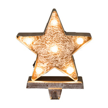 Load image into Gallery viewer, 7.50"H Marquee LED Wooden/Metal Star Stocking Holder