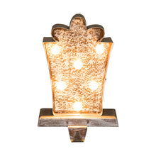 Load image into Gallery viewer, 7.50"H Marquee LED Wooden/Metal Giftbox Stocking Holder