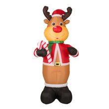 Load image into Gallery viewer, 8ft Lighted Inflatable Reindeer Holding Candy Cane Decor