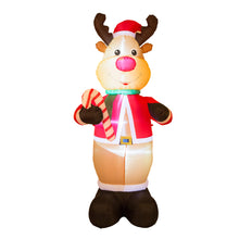 Load image into Gallery viewer, 8ft Lighted Inflatable Reindeer Holding Candy Cane Decor