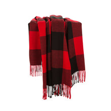 Load image into Gallery viewer, Plaid Check Tassel Throw Blanket, 50" x 60", Red