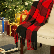 Load image into Gallery viewer, Plaid Check Tassel Throw Blanket, 50" x 60", Red