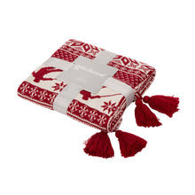 Load image into Gallery viewer, 50"L*60"W Knitted Acrylic Red Throw Blanket w/Tassels
