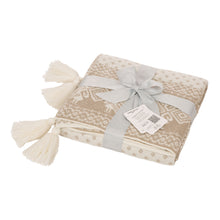 Load image into Gallery viewer, 50"L*60"W Knitted Acrylic Beige Throw Blanket w/Tassels