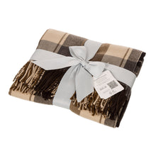 Load image into Gallery viewer, Plaid Woven Throw Blanket Winter Lattice Shawl Wrap with Tassels, Khaki, 50 × 60 Inch