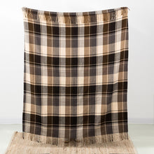 Load image into Gallery viewer, Plaid Woven Throw Blanket Winter Lattice Shawl Wrap with Tassels, Khaki, 50 × 60 Inch