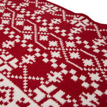 Load image into Gallery viewer, 60"L*50"W Knitted Snowflake Polyester Red/White Throw Blanket 930g