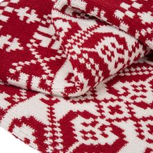 Load image into Gallery viewer, 60"L*50"W Knitted Snowflake Polyester Red/White Throw Blanket 930g