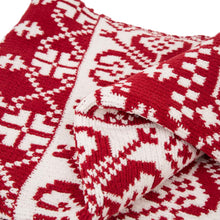 Load image into Gallery viewer, 60"L*50"W Knitted Snowflake Polyester Red/White Throw Blanket 930g