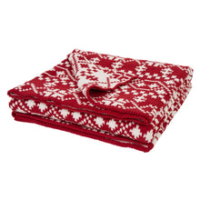 Load image into Gallery viewer, 60"L*50"W Knitted Snowflake Polyester Red/White Throw Blanket 930g