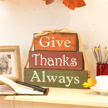 Load image into Gallery viewer, Handcrafted Wooden "Give Thanks" Block Set
