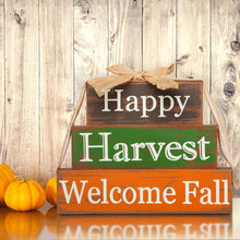 Load image into Gallery viewer, 11.81"L Wooden Happy Harvest Block Set