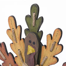 Load image into Gallery viewer, Burlap Wooden Turkey Decor for Thanksgiving