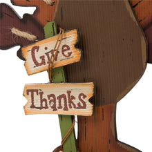 Load image into Gallery viewer, Burlap Wooden Turkey Decor for Thanksgiving