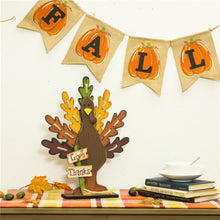Load image into Gallery viewer, Burlap Wooden Turkey Decor for Thanksgiving