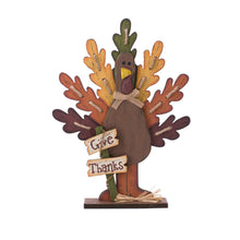 Load image into Gallery viewer, Burlap Wooden Turkey Decor for Thanksgiving