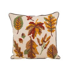 Load image into Gallery viewer, 16 x 16 Inches Decorative Embroidered Leaves Throw Pillow