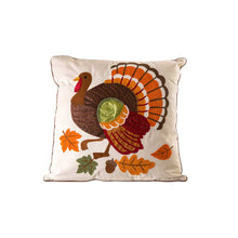 Load image into Gallery viewer, 18"L x 18"W Cotton Embroidered Turkey Pillow Cover