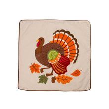 Load image into Gallery viewer, 18"L x 18"W Cotton Embroidered Turkey Pillow Cover