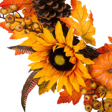 Load image into Gallery viewer, 24"D Yellow/Orange Sunflower Wreath with 28"L Window Frame