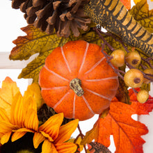 Load image into Gallery viewer, 24"D Yellow/Orange Sunflower Wreath with 36"H Wooden Window Frame