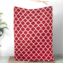 Load image into Gallery viewer, 60"L*50"W Reversible Knitted Nylon Eyelash Yarn Red/White Throw Blanket 1250g