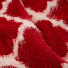 Load image into Gallery viewer, 60"L*50"W Reversible Knitted Nylon Eyelash Yarn Red/White Throw Blanket 1250g