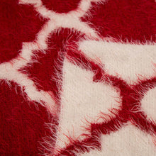 Load image into Gallery viewer, 60"L*50"W Reversible Knitted Nylon Eyelash Yarn Red/White Throw Blanket 1250g