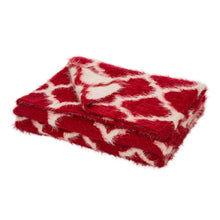 Load image into Gallery viewer, 60"L*50"W Reversible Knitted Nylon Eyelash Yarn Red/White Throw Blanket 1250g
