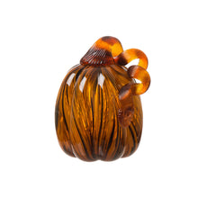 Load image into Gallery viewer, 6" H Hand Blown Striped Glass Pumpkin Table Decor
