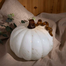 Load image into Gallery viewer, 7.09"H Hand Blown Golden/White Glass Pumpkin Decor