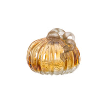 Load image into Gallery viewer, 5.91"D Hand Blown Amber Two-tone Crackle Glass Pumpkin Decor