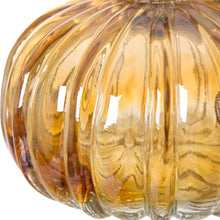 Load image into Gallery viewer, 5.91"D Hand Blown Amber Two-tone Crackle Glass Pumpkin Decor