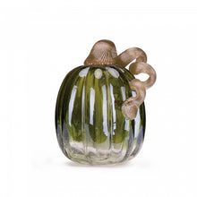 Load image into Gallery viewer, 5.51"H Hand Blown Green Crackle Glass Pumpkin Decor