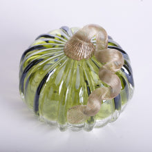Load image into Gallery viewer, 5.91"D Hand Blown Green Crackle Glass Pumpkin Decor