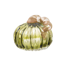 Load image into Gallery viewer, 5.91"D Hand Blown Green Crackle Glass Pumpkin Decor