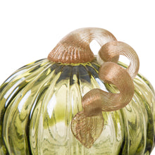 Load image into Gallery viewer, 5.91"D Hand Blown Green Crackle Glass Pumpkin Decor