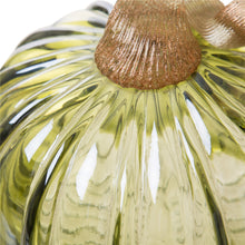 Load image into Gallery viewer, 5.91"D Hand Blown Green Crackle Glass Pumpkin Decor