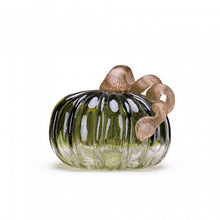 Load image into Gallery viewer, 5.91"D Hand Blown Green Crackle Glass Pumpkin Decor