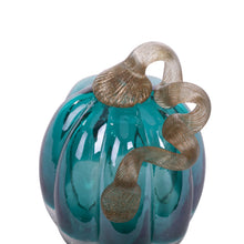Load image into Gallery viewer, 5.51"H Hand Blown Turquoise Crackle Glass Pumpkin Decor