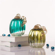 Load image into Gallery viewer, 5.51"H Hand Blown Turquoise Crackle Glass Pumpkin Decor