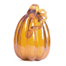 Load image into Gallery viewer, 9.06"H Hand Blown Tall Amber Crackle Glass Pumpkin Decor
