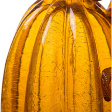 Load image into Gallery viewer, 9.06"H Hand Blown Tall Amber Crackle Glass Pumpkin Decor