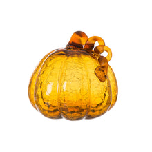 Load image into Gallery viewer, 7.87"L Hand Blown Amber Crackle Glass Pumpkin Decor