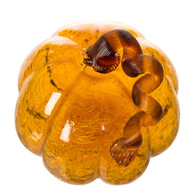 Load image into Gallery viewer, 7.87"L Hand Blown Amber Crackle Glass Pumpkin Decor